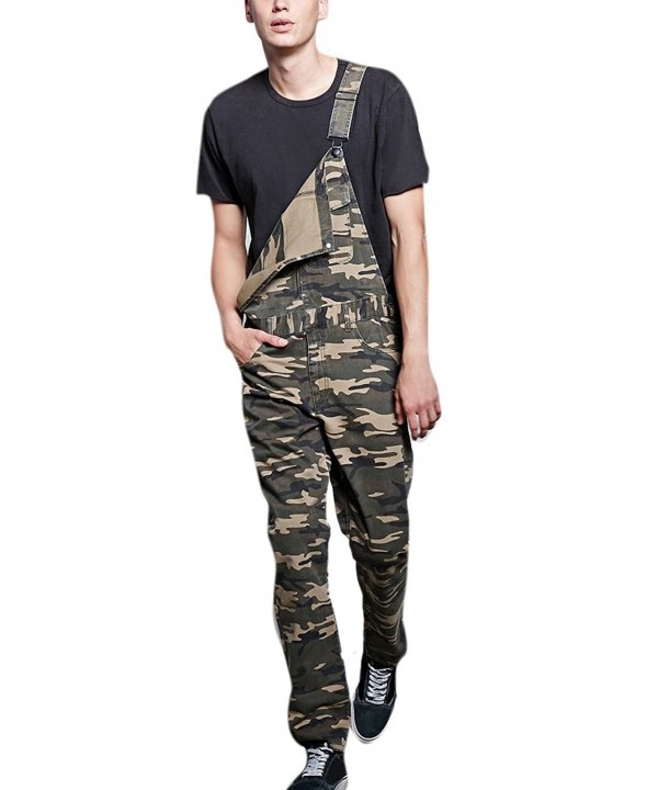 Men's Camo Print Mid-Waist Casual Denim Overalls Jumpsuit Rompers ...