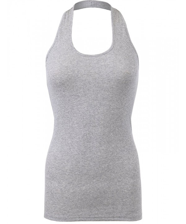 BEKDO Womens Ribbed Sleeveless Top M Heather_Gray