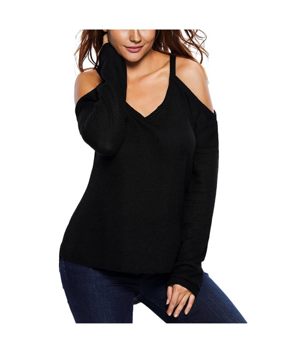 Weigou Pullovers Shoulder Knitted Sweater