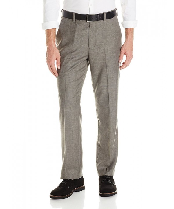 Men's Modern Fit Flat Front Sharkskin Dress Pant- Taupe- 30x30 ...