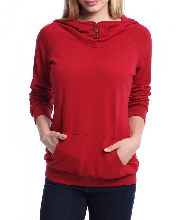 Ninedaily Womens Button Kangaroo Sweatshirts