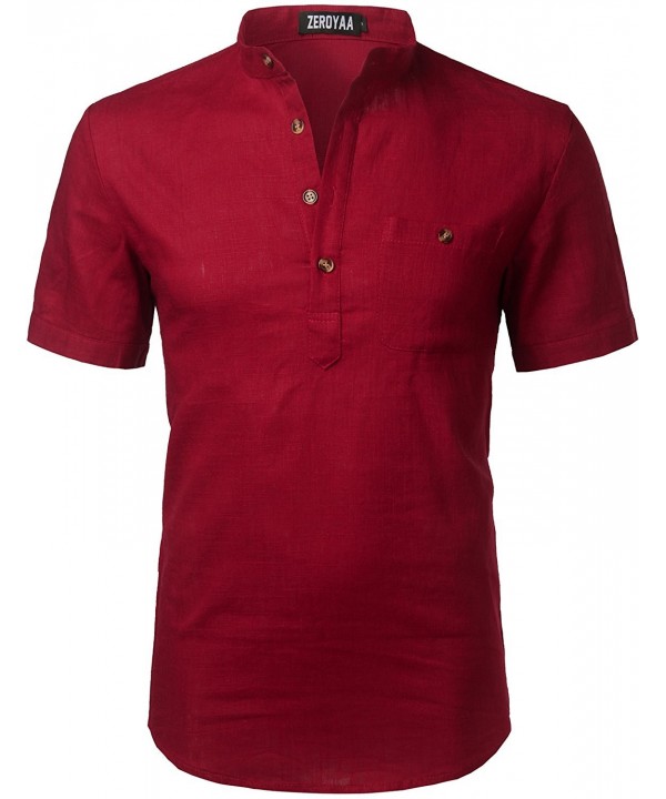 Hipster Casual Sleeve Henley Z42 Red
