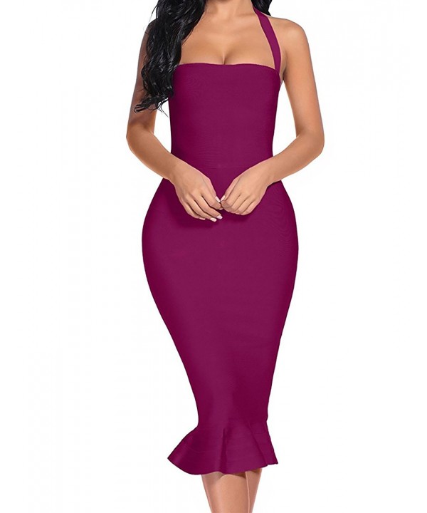 Houstil Fishtail Bandage Bodycon Burgundy