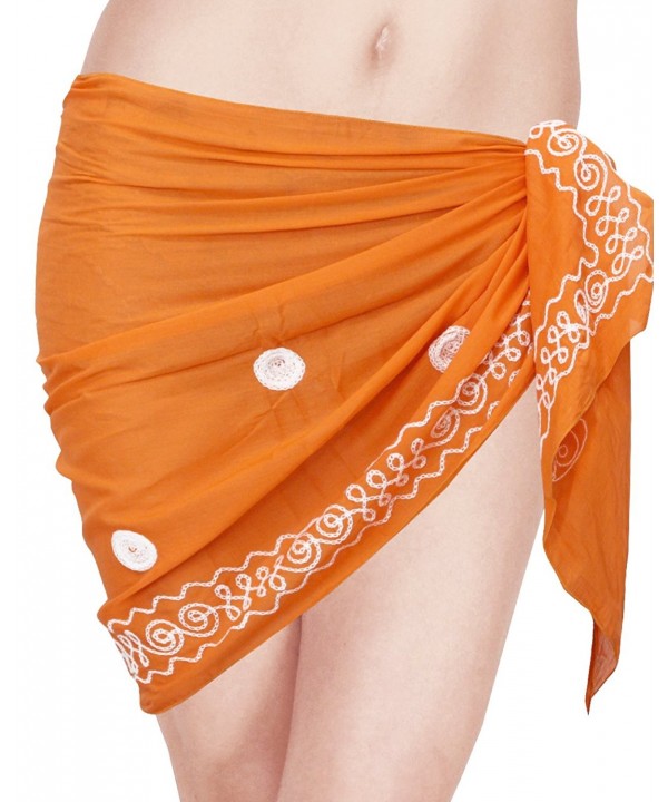 Sarong Swimwear Cotton Embroidered Orange