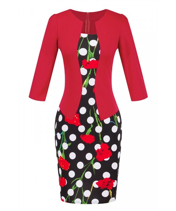 YMING Womens Floral Business Bodycon