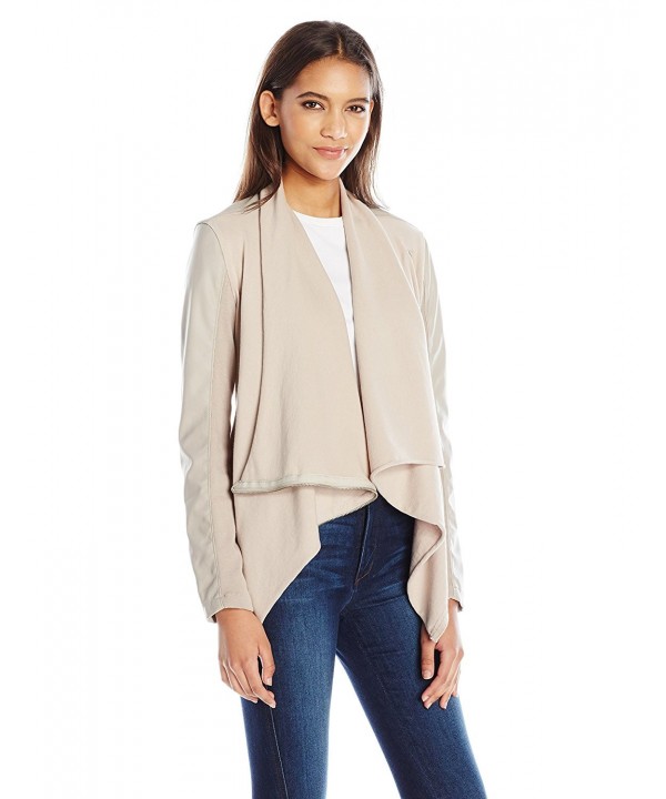 Women's Faux-Leather and Knit Jacket - Taupe - C711MBOVJIH