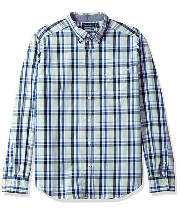 Nautica Standard Sleeve Plaid Button