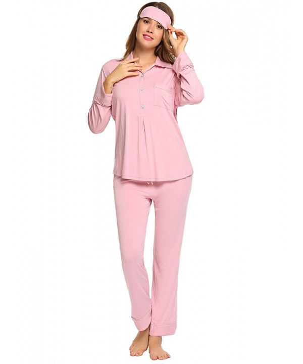 Women Pajamas Sets Long Sleeve Tops and Long Pants Sleepwear With Eye ...