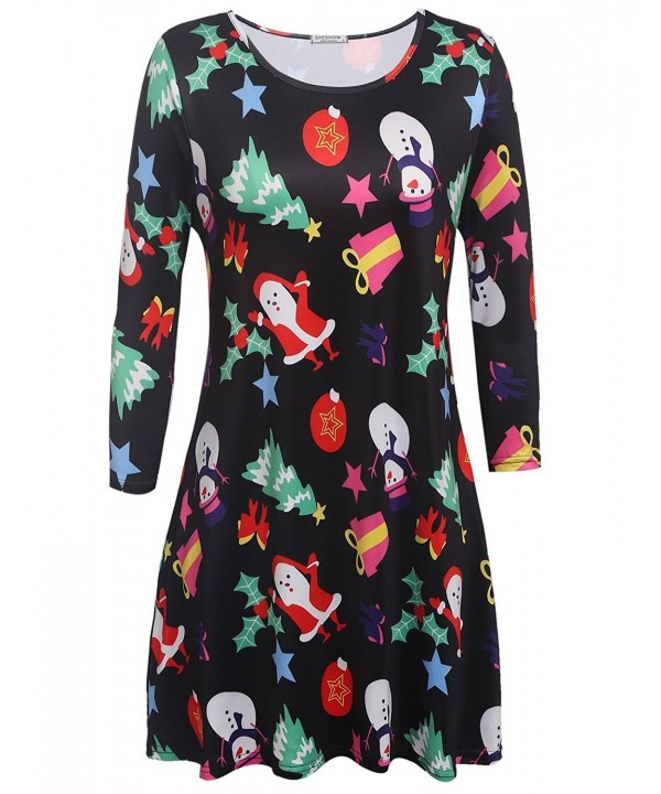 Misakia Sleeve Christmas Printed Pleated