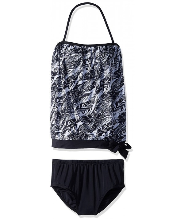 Black Bandeau Blouson Tankini Swimsuit