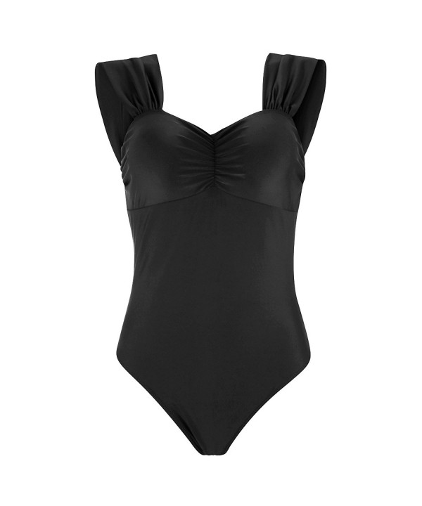 One Piece Swimsuit Monokinis Bathing - Black - C917Z74KI4R