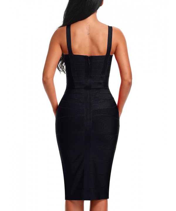 Women's Bandage Dress Spaghetti Strap Midi Bodycon Party Dresses BQ1139 ...