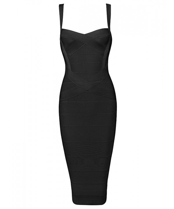 Women's Bandage Dress Spaghetti Strap Midi Bodycon Party Dresses BQ1139 ...
