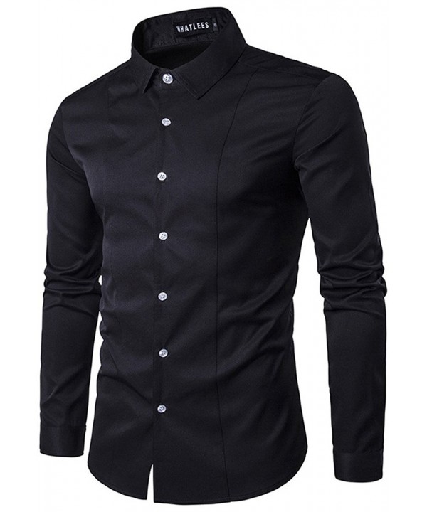 Whatlees Solid Sleeve Button B405 Black M