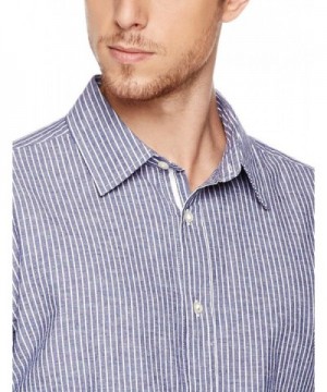 Men's Slim-Fit Long-Sleeve Stripe Webbed-Placket Woven Shirt - Navy ...