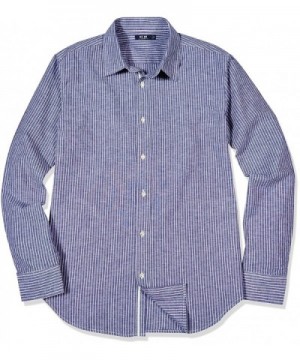 Men's Slim-Fit Long-Sleeve Stripe Webbed-Placket Woven Shirt - Navy ...