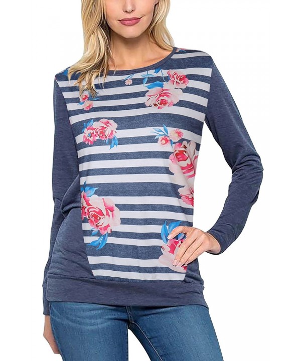 Zhaoyun Womens Printed Crewneck Striped