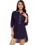 Ekouaer Nightshirt Long Sleeve Button Front Sleepwear