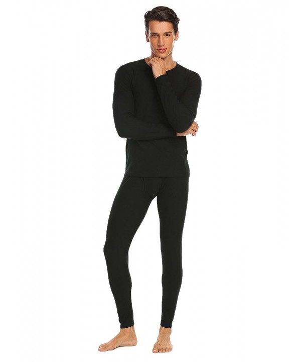 Men's Cotton Long Sleeve Pajamas Thermal Underwear Sleepwear Sets S-XXL ...