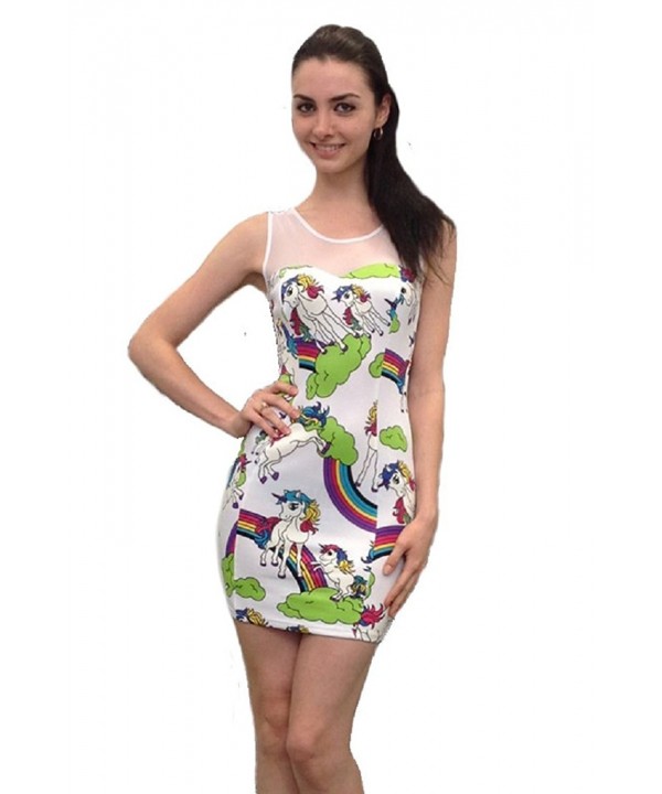 Unicorn Print Multicolored Sleeveless Bodycon