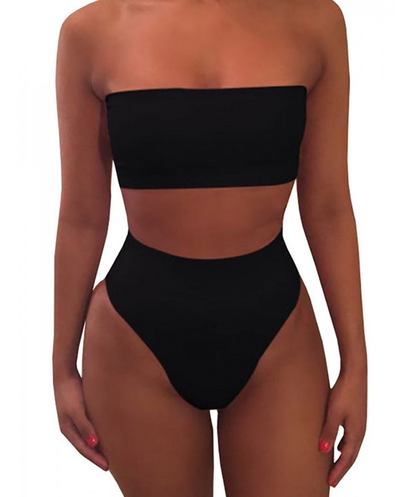 Lynwitkui Strapless Swimsuit Bandeau Waisted