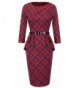 HOMEYEE Womens Vintage Tartan Bodycon