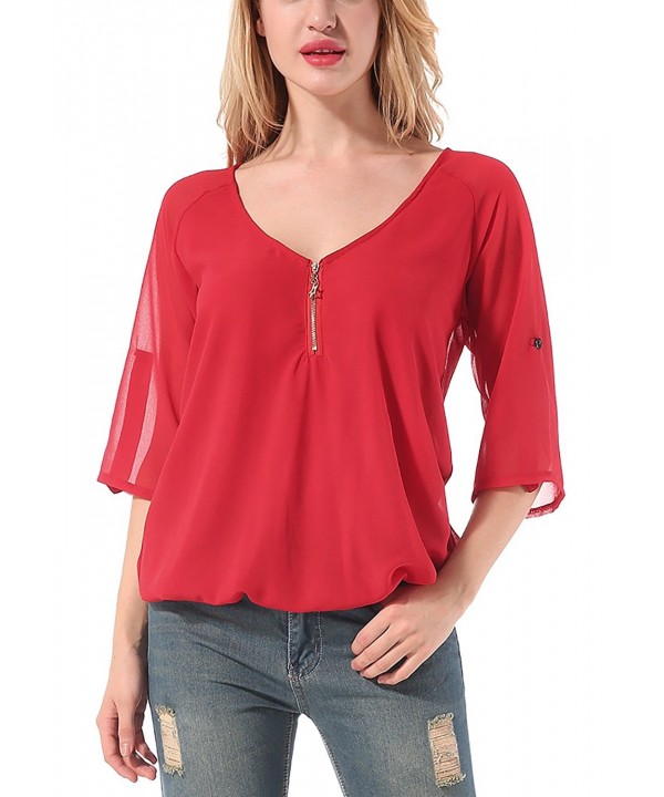 Blouses Sleeve Casual Shirts Chiffon