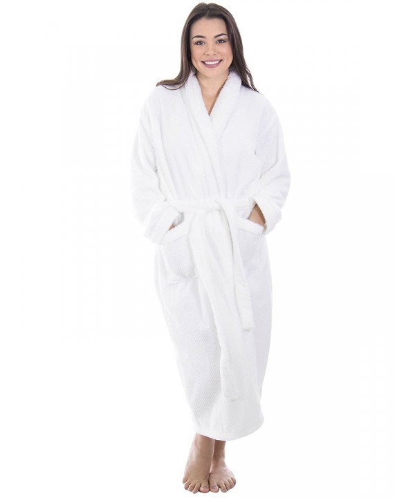 Womens Plush Velvet Bathrobe WHTWHT