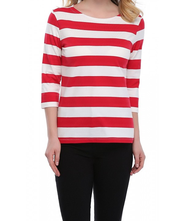 FADTOP Womens Striped T shirt Sleeve