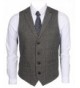 Ruth Boaz 2Pockets 4Buttons Wool Herringbone Tailored Collar Suit Vest Herringbone Black