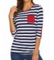 Sweetnight Striped Blouses Pockets Buttons