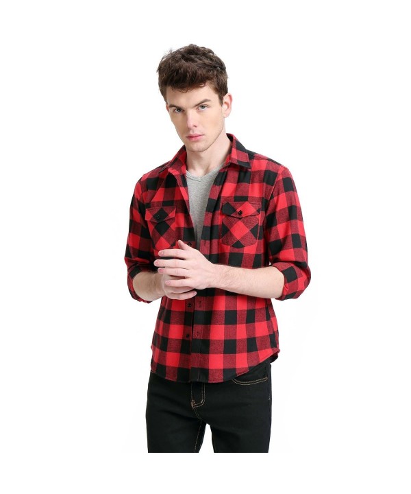 Flannel Shirts Long Sleeve Hanging - Red - C41805SC9Z7