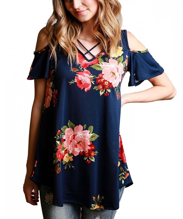 YanLee Womens Floral Print Shoulder