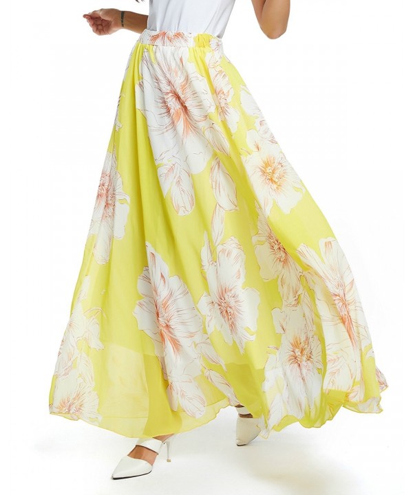 Womens Floral Pleated Chiffon Blossoming
