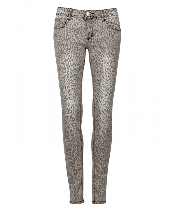 Womens Grey Leopard Cheetah Skinny Jean Jeans - C912O6X6SKQ