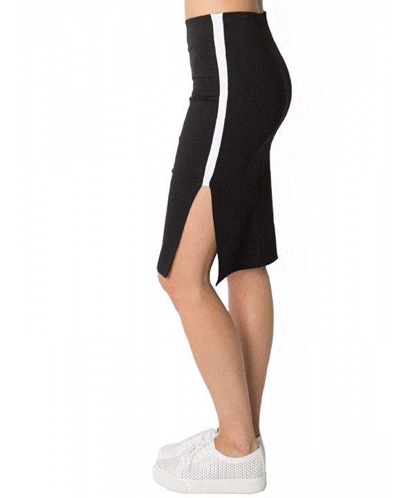 Womens Stretch Ponte Pencil Contrast