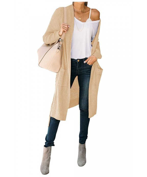 Women Long Sleeve Knit Open Front Cardigan Sweaters Outerwear With ...