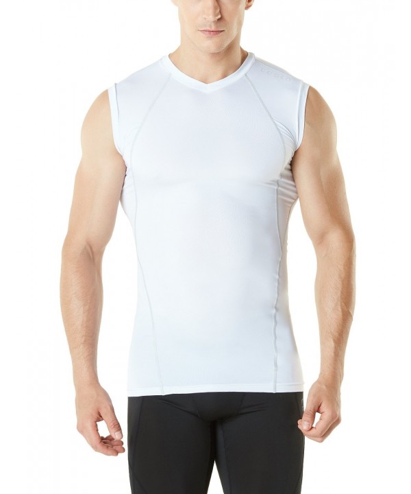 TM MUV06 WHT_Large Tesla Sleeveless Compression Baselayer