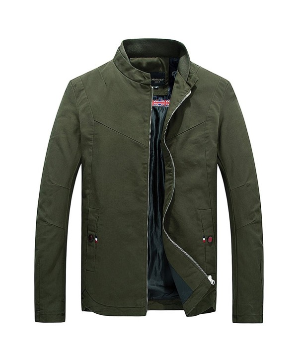 Men's Casual Stand Collar Cotton Jacket Coat Outerwear - Army Green ...