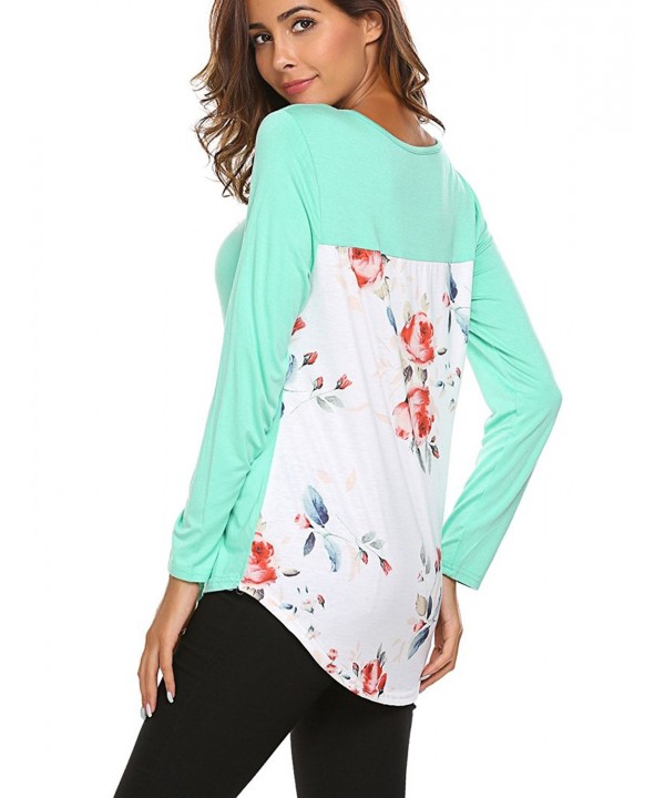 Women's Floral Print V Neck Criss Cross Front Long Sleeve T Shirts Tops ...