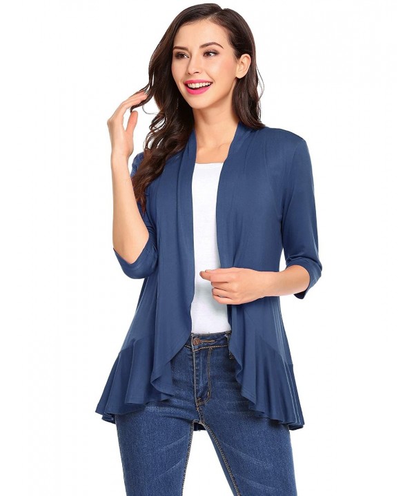 Zeagoo Womens Sleeve Ruffles Cardigan