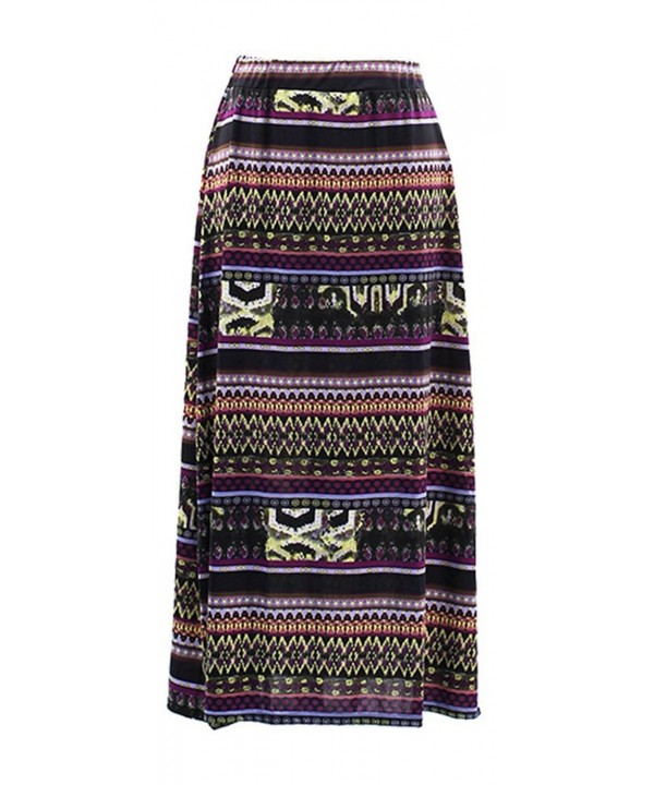 Plum Feathers Southwest Style Print Maxi Skirt