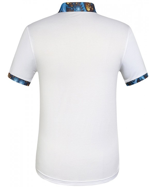 Men's Button Down Solid Short Sleeve Casual Polo Shirt - White ...