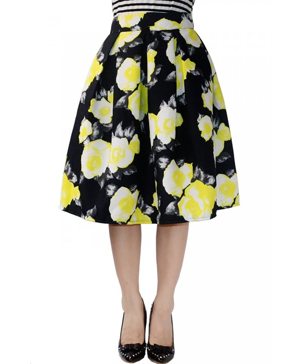 YSJ Womens Pleated Yellow Flower YSJ Womens Pleated Yellow Flower
