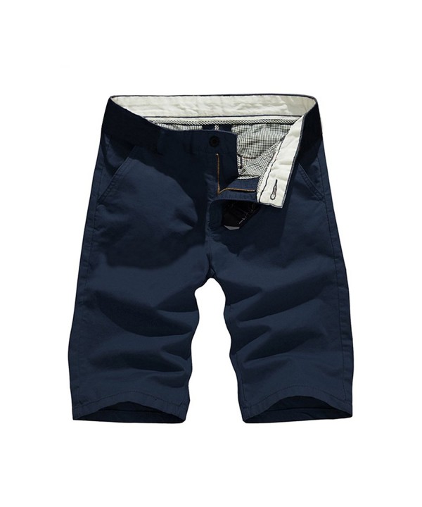 Men's Casual Shorts Cotton Straight Leg - Navy - C9183KWQ6NQ