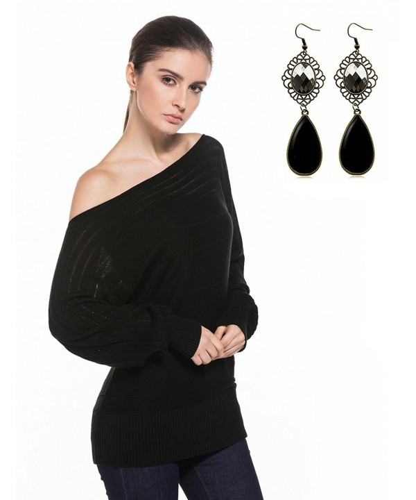 Sitengle Shoulder Batwing Pullover Sweater