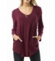 FISOUL Buttons Blouses 2X Large Burgundy