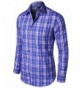 Stylish Checkered Sleeve Shirts Royal_Purple