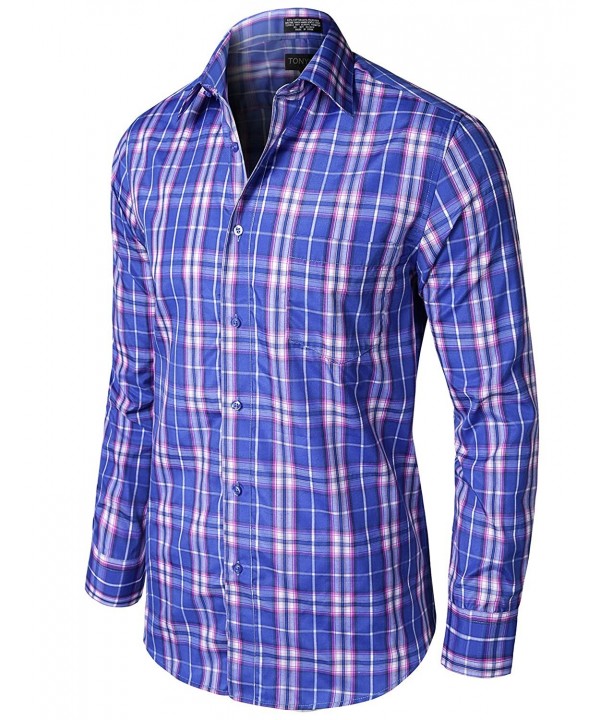 Stylish Checkered Sleeve Shirts Royal_Purple