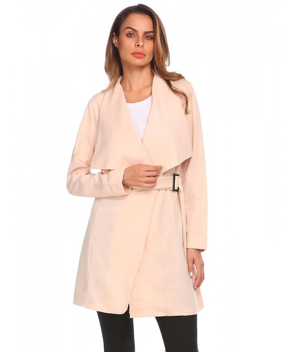 Women's Long Trench Coat Casual Elegant Lapel Waterfall Outwear ...